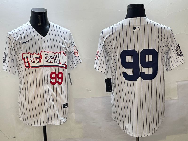 Men New York Yankees #99 Judge White Stripe four generations Joint Name 2025 Nike MLB Jersey style 3->new york yankees->MLB Jersey